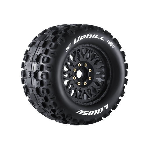 Louise RC L-T3326X MFT ST-Uphill Sport Tires with 0 & 1/2 Offset and 17mm Removable Hex on Black Rim for 1/8 Stadium Truck (1 Pair)
