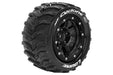 Louise RC L-T3331SB MFT MT-Cyclone Soft Tires Mounted on Black Rim with 1/2 Offset and 17mm Hex for 1/10 Monster Truck (1 Pair)