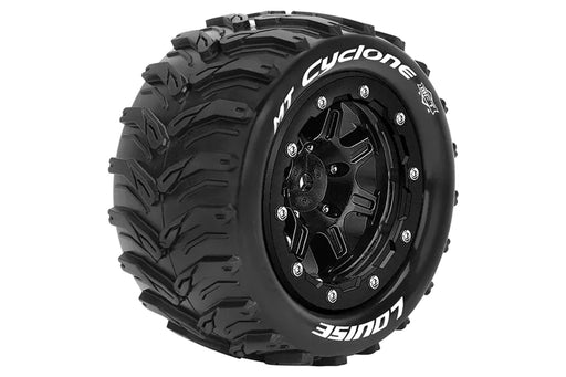 Louise RC L-T3331SB MFT MT-Cyclone Soft Tires Mounted on Black Rim with 1/2 Offset and 17mm Hex for 1/10 Monster Truck (1 Pair)