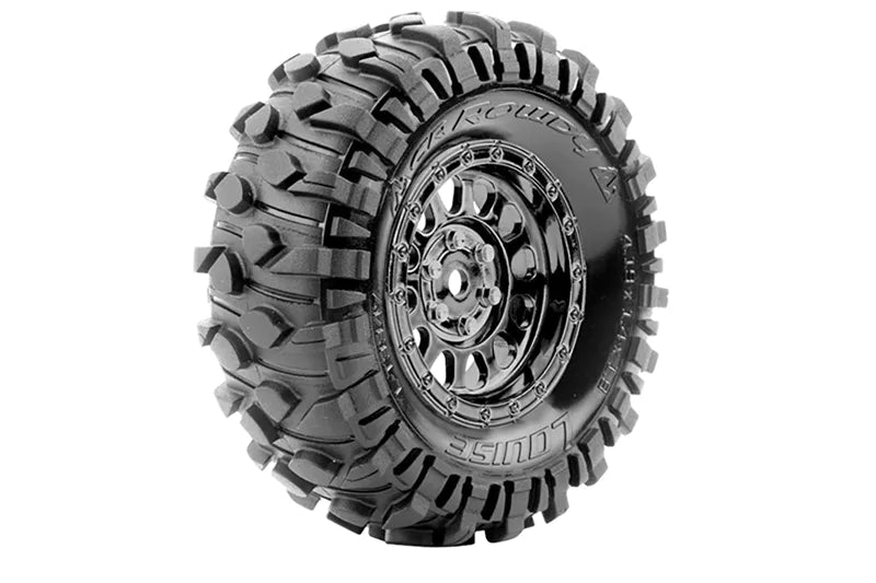 Louise RC L-T3347VBC CR-Rowdy Super Soft 1.9" Tires on Black Chrome Rim with 12mm Hex for Class 1 1/10 Crawler (1 Pair)