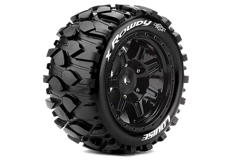 Louise RC L-T3351BM MFT X-Rowdy Sport Monster Truck Tires Mounted on Black Rim with 24mm Hex fits Arrma Kraton 8S (1 Pair)