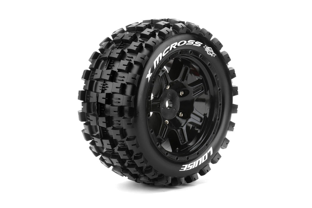 Louise RC L-T3352B MFT X-Mcross Sport Monster Truck Tires Mounted on Black Rim with 24mm Hex fits TRAXXAS X-MAXX (1 Pair)