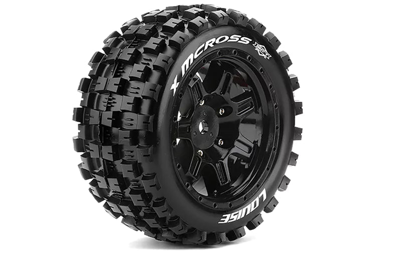 Louise RC L-T3352BM MFT X-Mcross Sport Monster Truck Tires Mounted on Black Rim with 24mm Hex fits Arrma Kraton 8S (1 Pair)