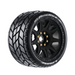 Louise RC L-T3353SB MT-Rocket Speed Tires with 0 & 1/2 Offset and 17mm Hex Mounted on Black Rims for 1/8 Monster Truck (1 Pair)