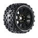 Louise RC L-T3354SB MT-Uphill Speed Tires with 0 & 1/2 Offset and 17mm Hex Mounted on Black Rims for 1/8 Monster Truck (1 Pair)