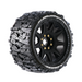 Louise RC L-T3355SB MT-Mallet Speed Tires with 0 & 1/2 Offset and 17mm Hex Mounted on Black Rims for 1/8 Monster Truck (1 Pair)
