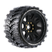 Louise RC L-T3356SB MT-Cyclone Speed Tires with 0 & 1/2 Offset and 17mm Hex Mounted on Black Rims for 1/8 Monster Truck (1 Pair)