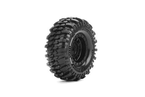 Louise RC L-T3366VB CR-Champ 1.0" Super Soft Tires Mounted on Black Rim with 7mm Hex for 1/18 & 1/24 Crawler (1 Pair)