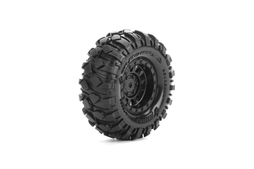 Louise RC L-T3368VB CR-Rowdy 1.0" Super Soft Tires Mounted on Black Rim with 7mm Hex for 1/18 & 1/24 Crawler (1 Pair)
