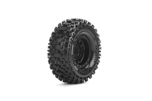Louise RC L-T3369VB CR-Uphill 1.0" Super Soft Tires Mounted on Black Rim with 7mm Hex for 1/18 & 1/24 Crawler (1 Pair)