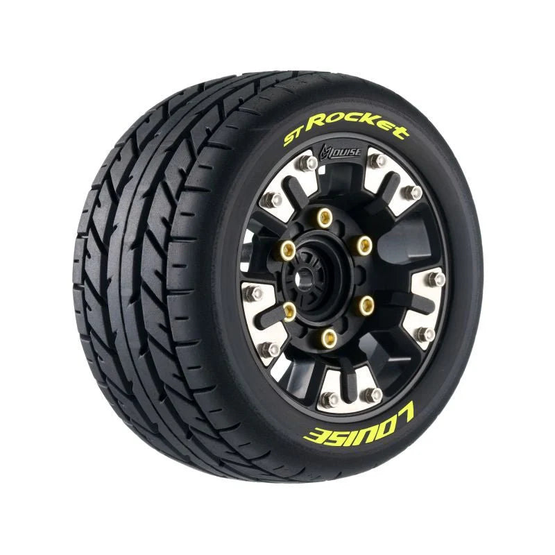 Louise RC L-T3387SM ST-Rocket Soft Tires Mounted on Black Rim for Mini XRT / Mini Maxx (1 Pair)