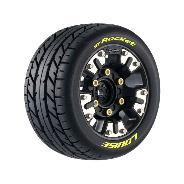 Louise RC L-T3387SM ST-Rocket Soft Tires Mounted on Black Rim for Mini XRT / Mini Maxx (1 Pair)