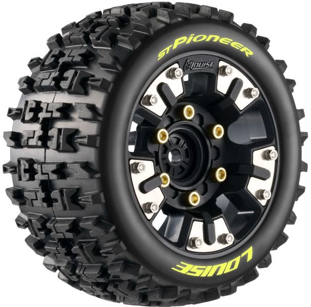 Louise RC L-T3389SM ST-Pioneer Soft Tires Mounted on Black Rim for Mini XRT / Mini Maxx (1 Pair)