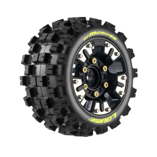 Louise RC L-T3390SM ST-MCross Soft Tires Mounted on Black Rim for Mini XRT / Mini Maxx (1 Pair)