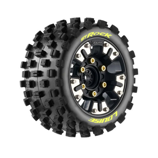 Louise RC L-T3391SM ST-Rock Soft Tires Mounted on Black Rim for Mini XRT / Mini Maxx (1 Pair)