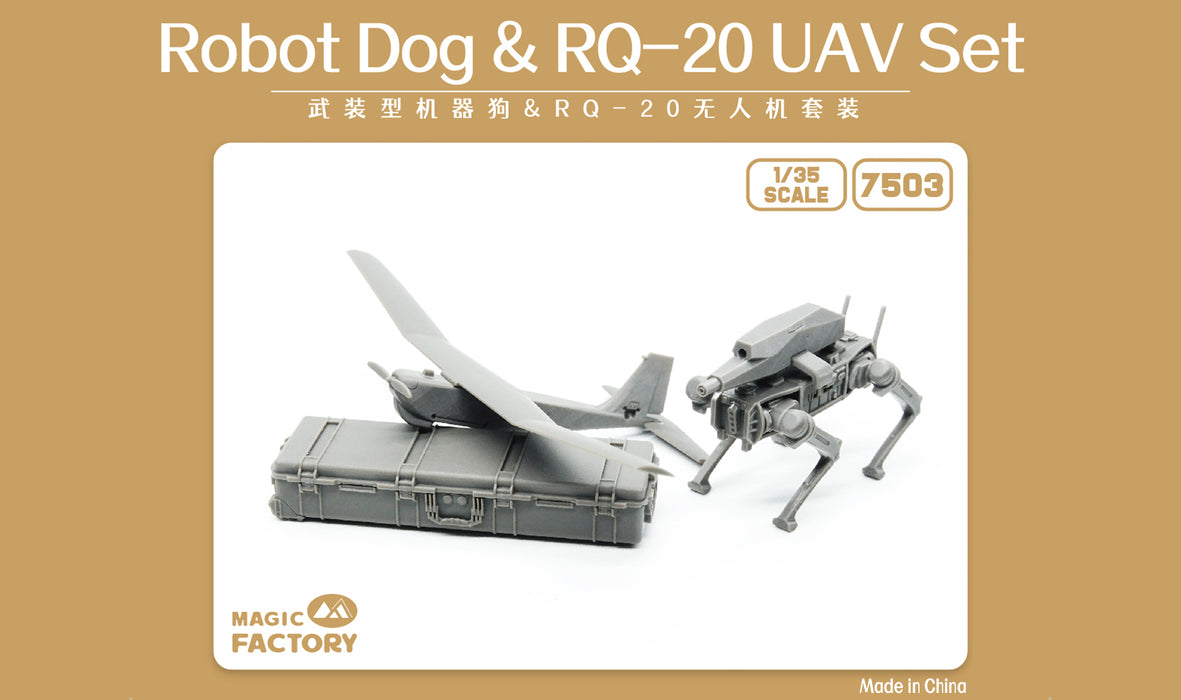 Magic Factory 7503 1/35 Armed Robot Dog & RQ-20 UAV Set 3D Printed Model Kit