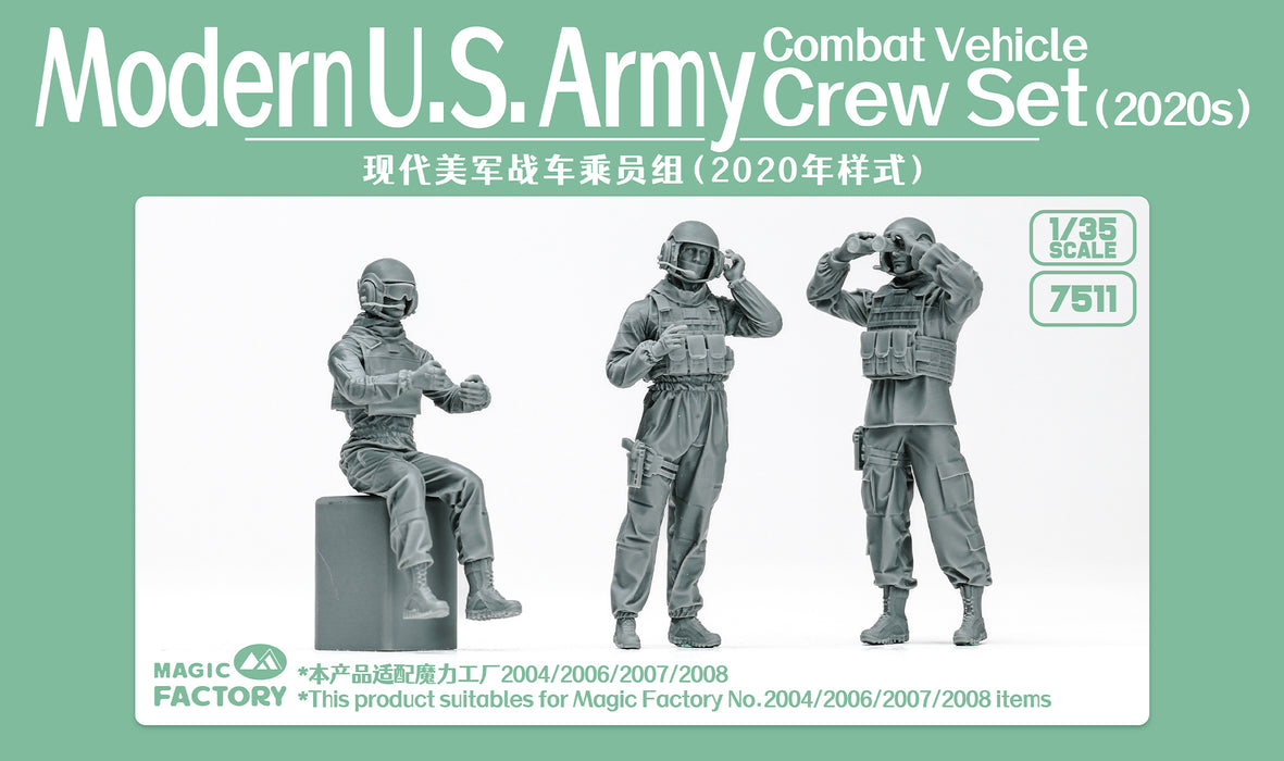 Magic Factory 7511 1/35 Modern US Army Combat Vehicle Crew Set (2020s) Figures Model Kit