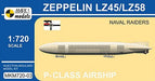 Mark I Models 1/720 Zeppelin LZ45/LZ58 Naval Raiders P-Class German Airship Model Kit