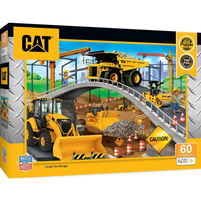 MasterPieces 12028 Caterpillar: Construction Vehicles Under the Bridge Puzzle 60 Piece Puzzle