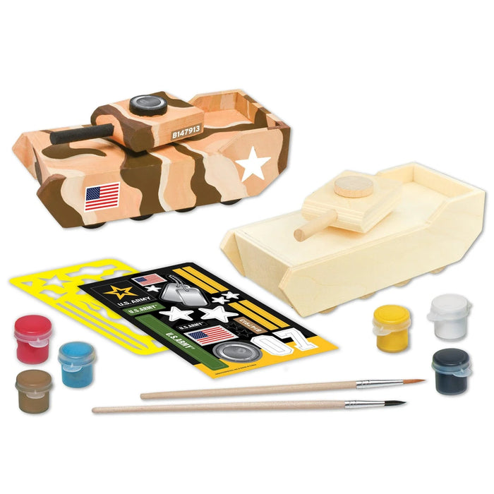 MasterPieces 21524 US Army: Tank Wood Kit with Paint & Brush
