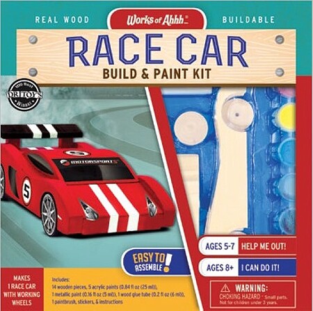 MasterPieces 21591 Build & Paint: Race Car Wood Kit with Paint & Brush