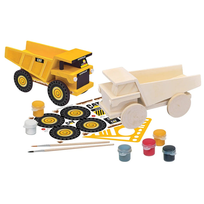 MasterPieces 21717 Caterpillar: Construction Dump Truck Wood Set with Paint & Brush