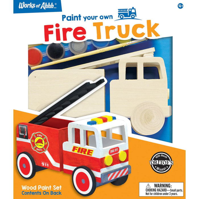 MasterPieces 21923 Paint Your Own: Fire Truck Wood Kit with Paint & Brush