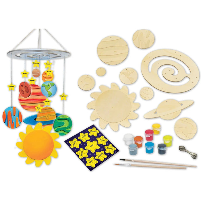 MasterPieces 22023 Paint Your Own: Solar System Mobile Wood Kit with Paint & Brush