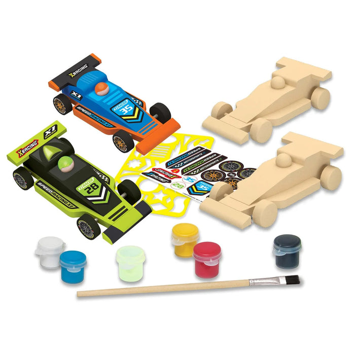 MasterPieces 22034 Paint Your Own: Double Racer Cars Wood Kit with Paint & Brush