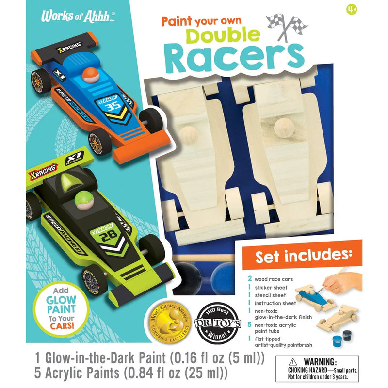 MasterPieces 22034 Paint Your Own: Double Racer Cars Wood Kit with Paint & Brush