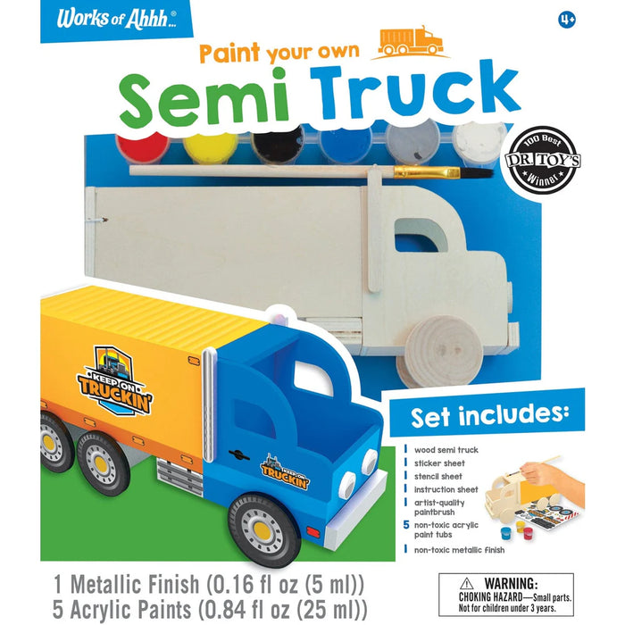 MasterPieces 22307 Paint Your Own: Semi Truck Wood Kit with Paint & Brush