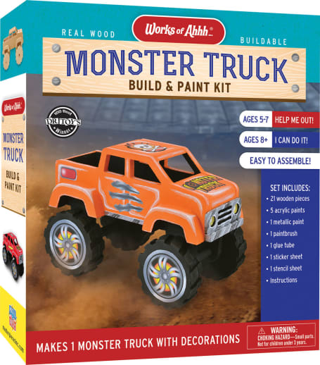 MasterPieces 22512 Build & Paint: Monster Truck Wood Kit with Paint & Brush