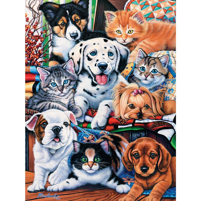 MasterPieces 31366 Playful Paws: Hide & Seek Various Kittens & Puppies EzGrip 300 Piece Puzzle