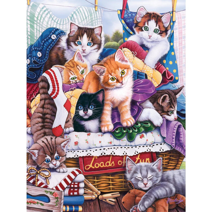 MasterPieces 31818 Playful Paws: Loads of Fun Kittens in Laundry Basket EzGrip Puzzle (300pc)