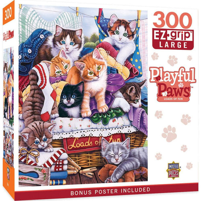 MasterPieces 31818 Playful Paws: Loads of Fun Kittens in Laundry Basket EzGrip Puzzle (300pc)