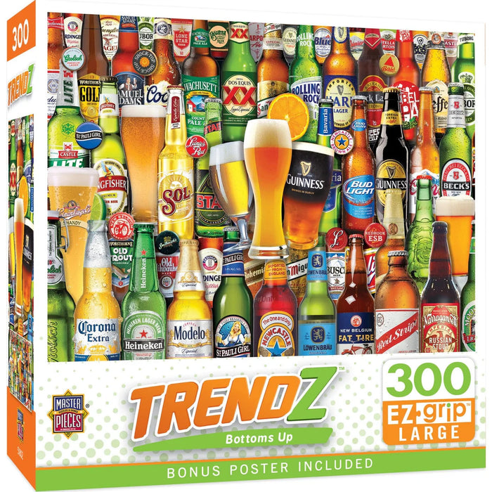 MasterPieces 31847 Trendz: Bottoms Up Beer Bottles Collage EzGrip 300 Piece Puzzle