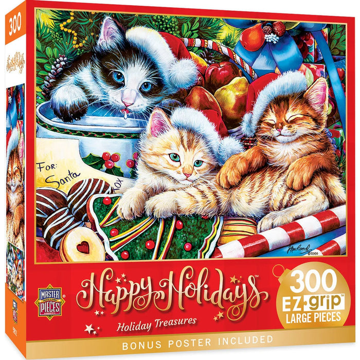 MasterPieces 31911 Christmas Treasure Kittens EzGrip 300 Piece Puzzle