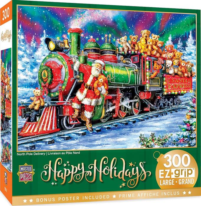 MasterPieces 31913 Christmas North Pole Delivery (Train & Santa) EzGrip 300 Piece Puzzle