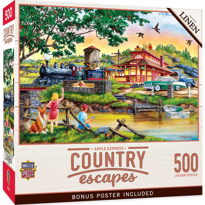 MasterPieces 31932 Country Escapes: Apple Express Train Station by Lake 550 Piece Puzzle