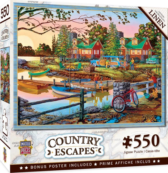MasterPieces 31933 Country Escapes: Away From It All Cottage Retreat by Lake 550 Piece Puzzle