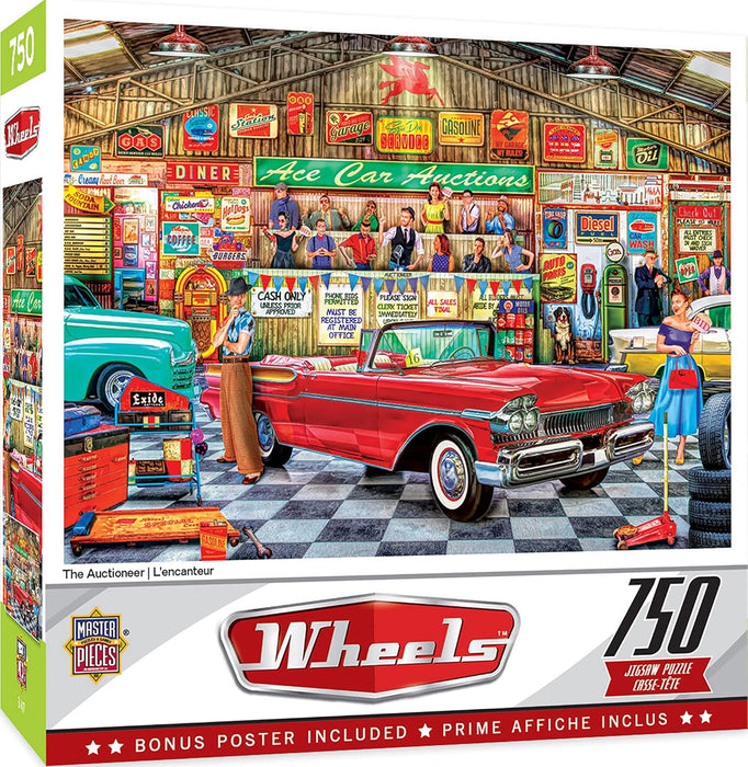 MasterPieces 32001 Wheels: The Auctioneer Classic Cars 750 Piece Puzzle