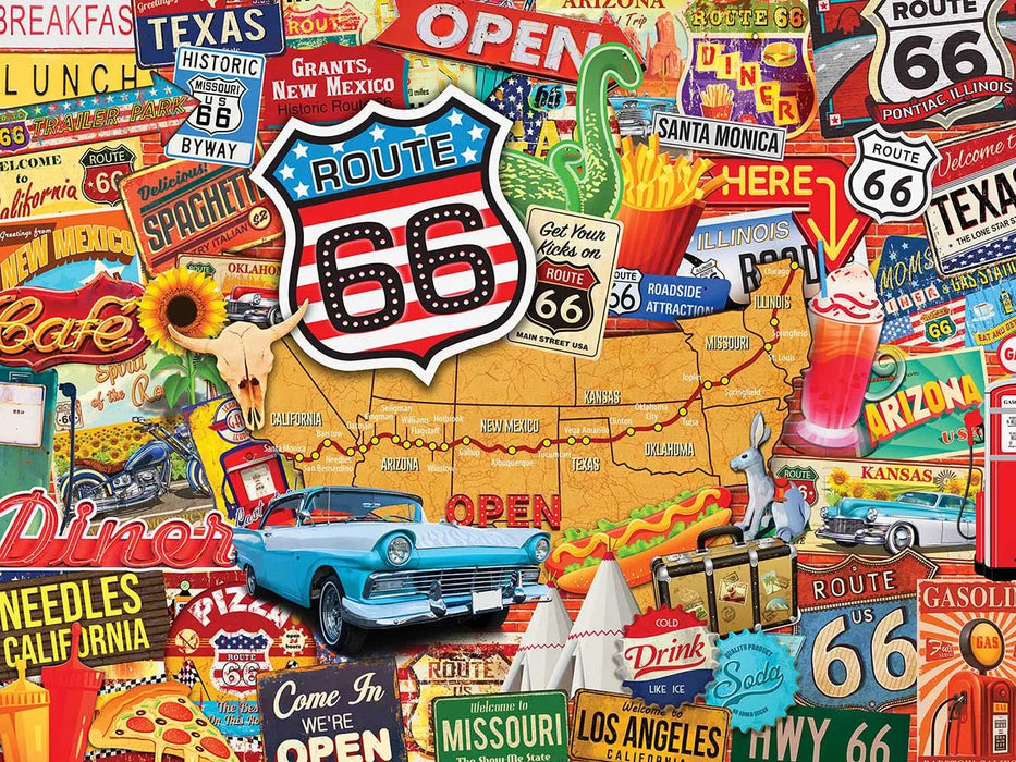 MasterPieces 32024 Greetings From: Route 66 Main Street of America Collage Puzzle (550pc)