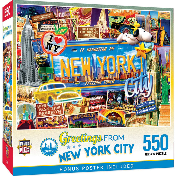 MasterPieces 32026 Greetings From: New York City The Big Apple Collage 550 Piece Puzzle