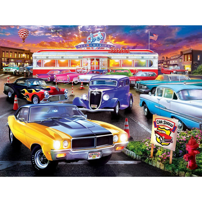 MasterPieces 32052 Wheels: Runner's Up Classic Cars/Diner 750 Piece Puzzle