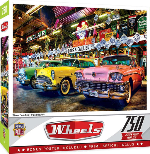 MasterPieces 32080 Wheels: Three Beauties Classic Cars 750 Piece Puzzle
