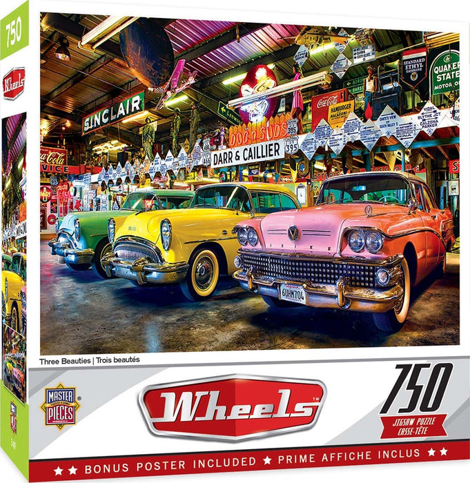 MasterPieces 32080 Wheels: Three Beauties Classic Cars 750 Piece Puzzle