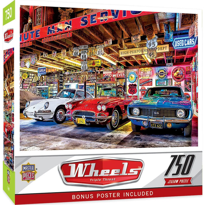 MasterPieces 32081 Wheels: Triple Threat Classic Cars 750 Piece Puzzle