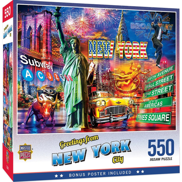 MasterPieces 32146 Greetings From: New York City Landmarks Collage 550 Piece Puzzle