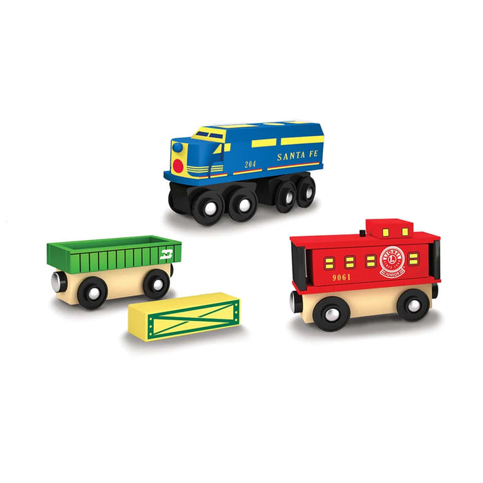 MasterPieces 42018 Lionel Santa Fe Cargo Wooden Train Cars Set (Track NOT Included)