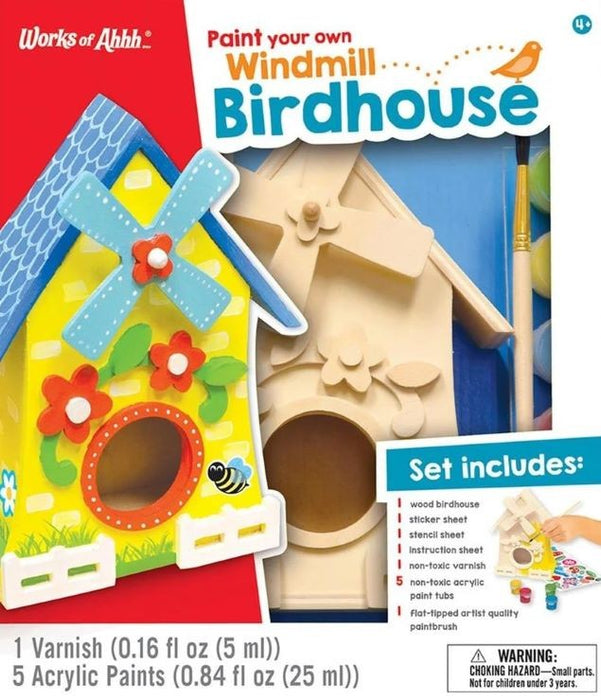 MasterPieces 61222 Paint Your Own: Windmill Birdhouse Wood Kit with Paint & Brush